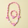 2pcs/Set Fashion Natural Wood Beads Jewelry Cute Animal Pattern Necklace Bracelet For Children Party Jewelry Girl Birthday Gift