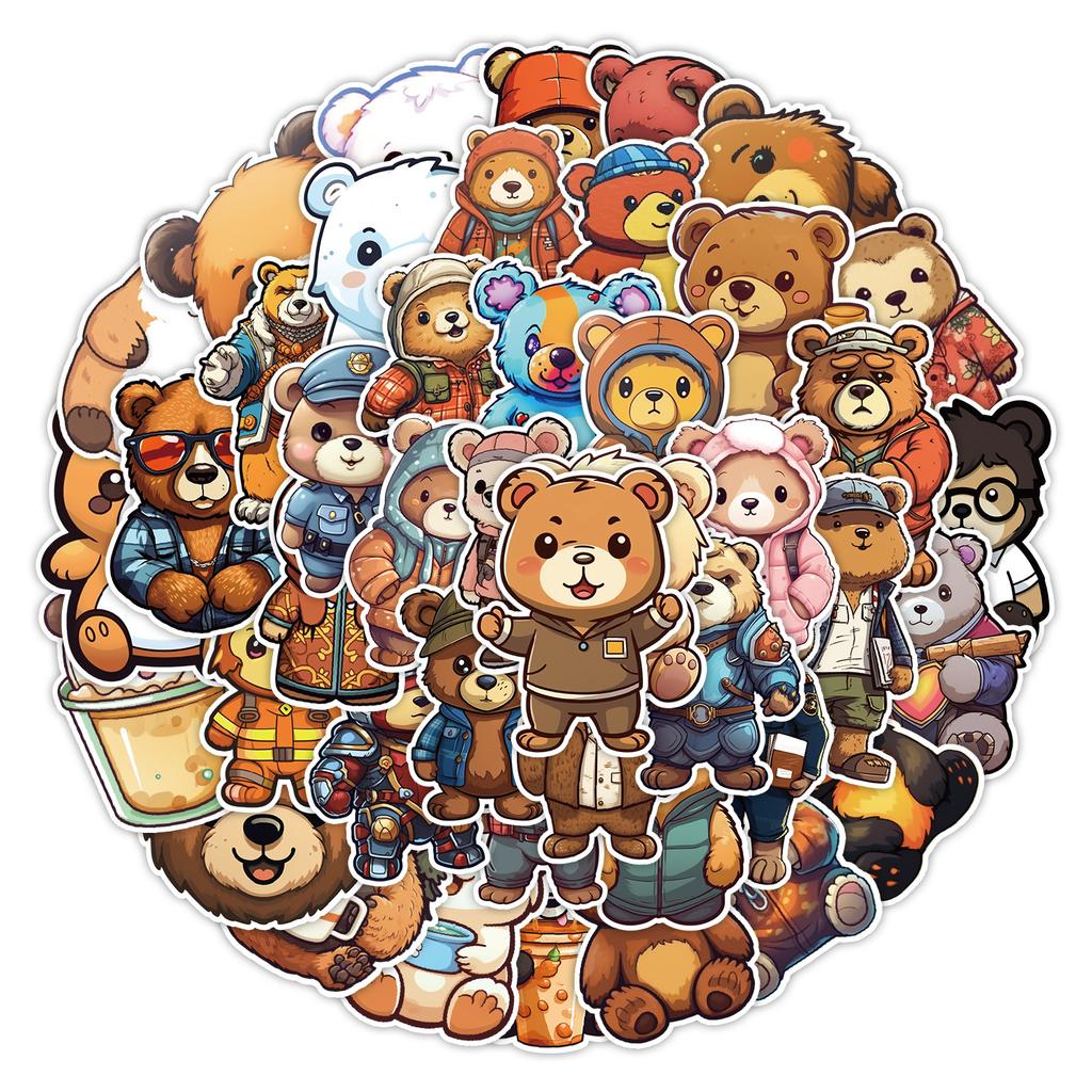 50 Cartoons This Little Bear Doodle Sticker Skateboard Suitcase Refrigerator Decoration Sticker Waterproof Creative Hand Note Sticker