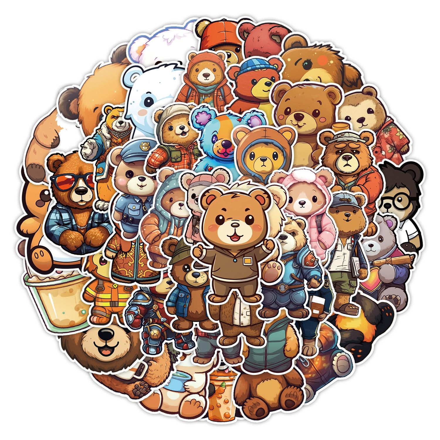 

50 Cartoons This Little Bear Doodle Sticker Skateboard Suitcase Refrigerator Decoration Sticker Waterproof Creative Hand Note Sticker