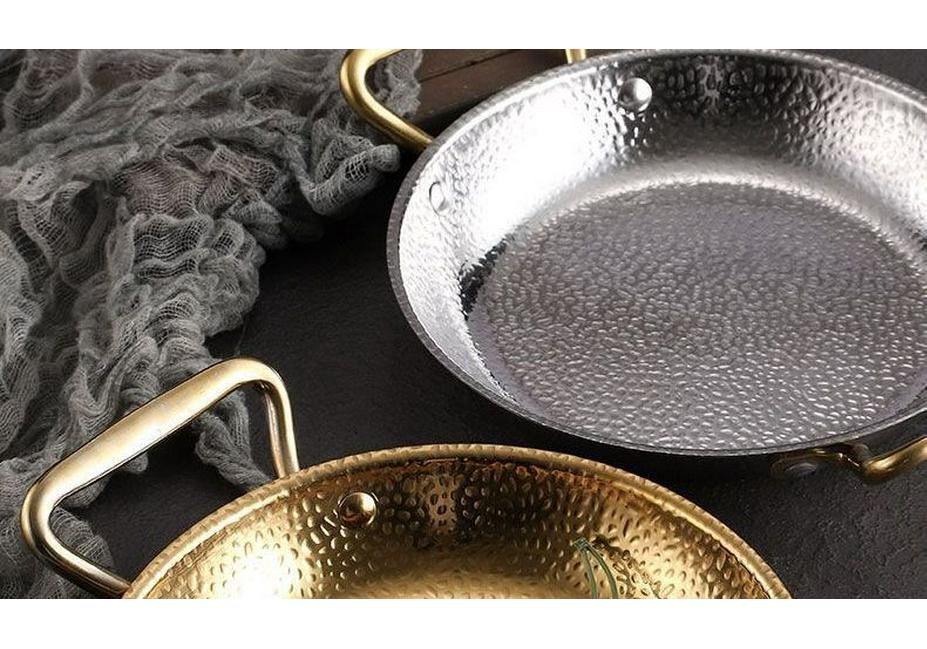 Stainless Steel Double Handle Flat-Bottomed Pan for Seafood, Fried Chicken, and Lobster