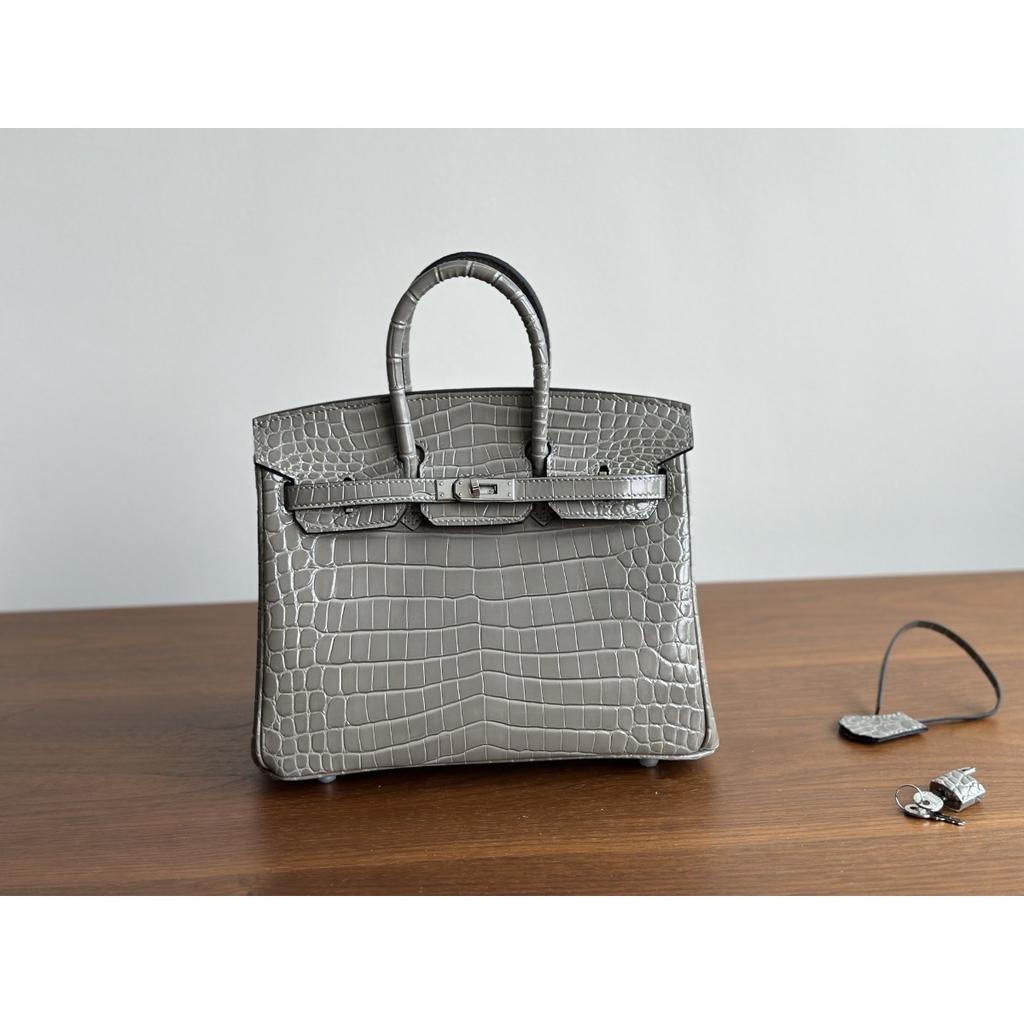 Kazilan 25cm Schrittlänge Platin Krokodillmuster vielseitig klassisch High-End Damenhandtasche