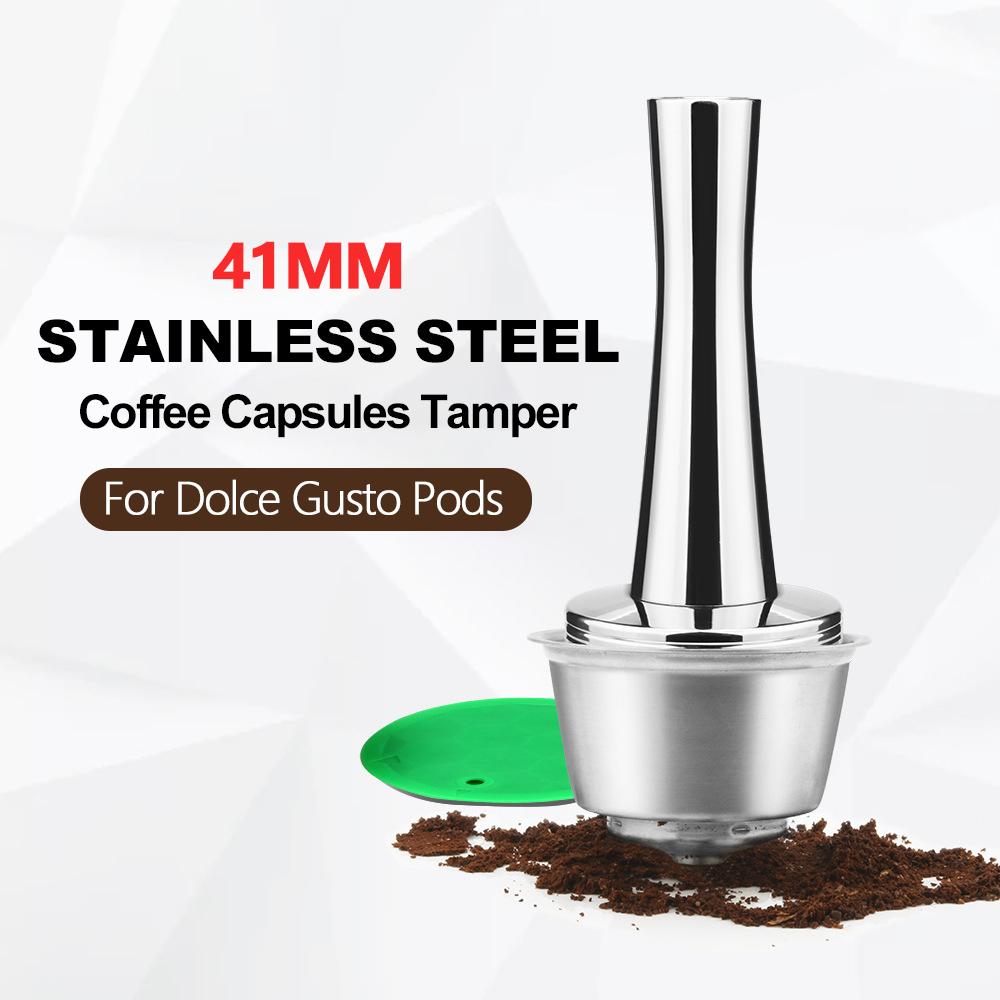 41mm 304 Stainless Steel Capsule Coffee Tamper Flat Base Espresso Powder Hammer Compatible with Dolce Gusto Pods
