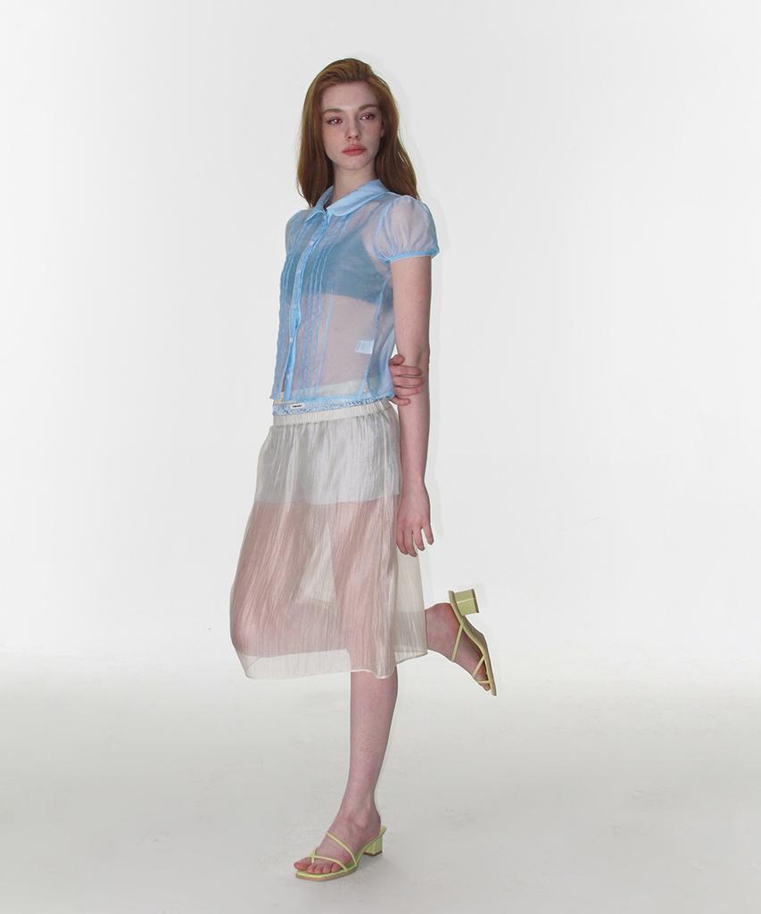 CRANK Sheer Pintuck Blouse_Sky Blue