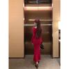 Sexy hot girl V-neck long-sleeve dress, women's spring new slim fit, fashionable hip-hugging mermaid long dress