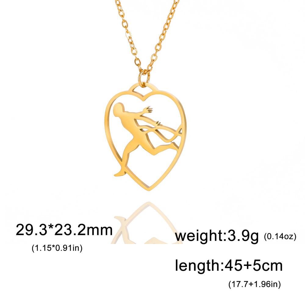 Dancer Rhythmic Gymnastics Round Pendant Necklaces for Women Girls Stainless Steel Gymnast Yoga Necklace Sport Jewelry