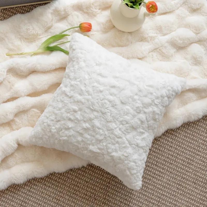 

45x45 см/30x50 см геометрические жаккардовые плюшевые наволочки для дивана-кровати, дивана, фермерского дома, нейтральный однотонный мягкий чехол для подушки