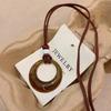 Vintage Ethnic Style Brown Hollow Geometric Circle Long Pendant Necklace For Women