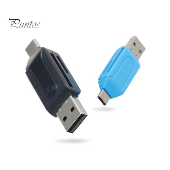 קורא כרטיסים USB 2 ב-1 רב-תכליתי העברה במהירות גבוהה ללא דרייבר מערכות מרובות כותב כרטיסים מרובים מתאם אוניברסלי מיני Type-C לכרטיסי TF ו-SD