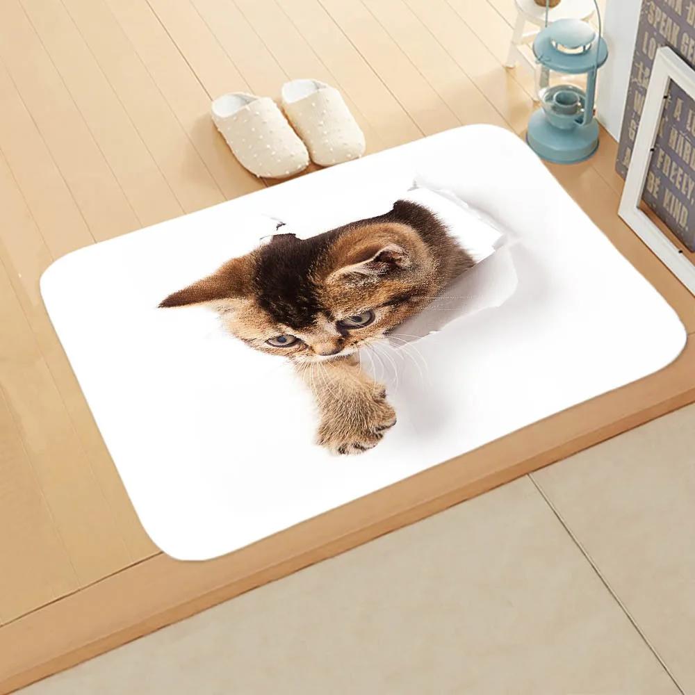 Cute Cat Dog  Pattern New Entrance Floor Mat Bathroom Absorbent Foot Door Mat Horror Skeleton Decoration Nonslip Area Foot Mats