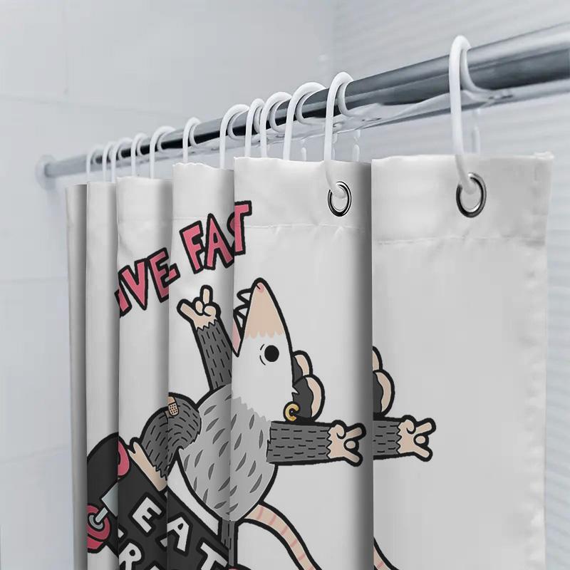Cute Possum Skateboard Shower Curtain Funny Possums Decor Bathroom Set Washable Waterproof Home Decor Gifts Possum Lover