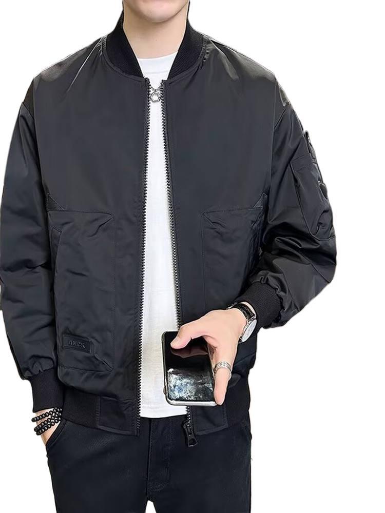 2025 New Jacket Jacket Men's Spring and Autumn 2025 New Simple Solid Color Versatile Ruffian Handsome Casual Baseball Jersey