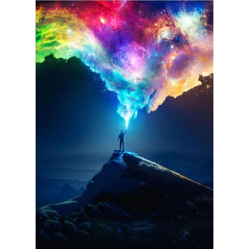 Abstract colorful cosmic planet galaxy star sky posters and prints vintage painting on canvas wall painting room decoration