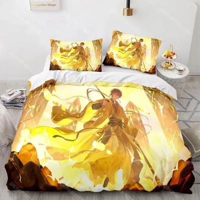 Genshin Impact Bettwäsche-Set Spiel 3D-Druck Bettwäsche Steppdecke Weiche Bettbezug-Sets Heimtextilien Queen King Size Mädchen Kinderzimmer Dekor