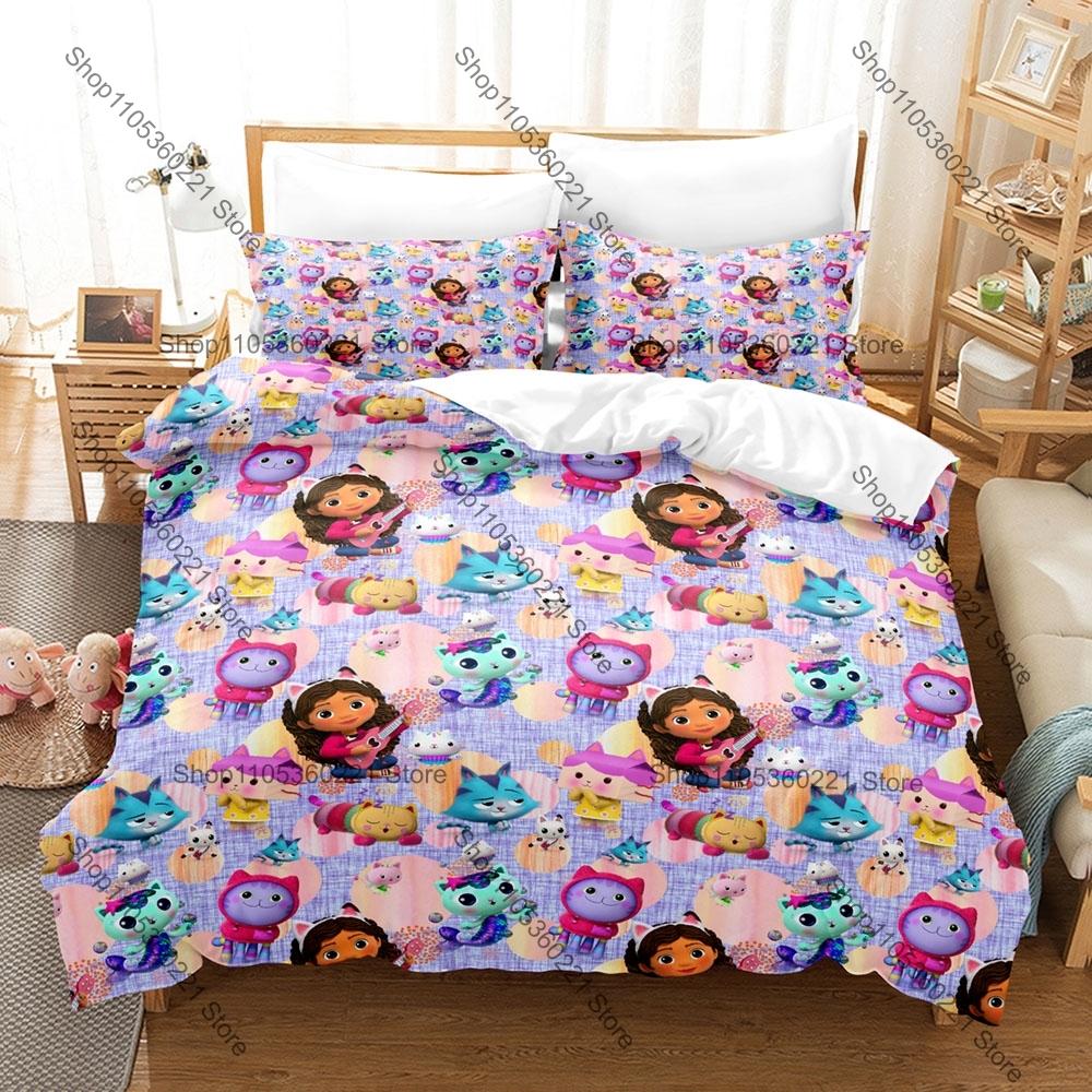 Maison de poupée de Gabby Literie pour enfants Ensemble 3 pièces Housse de couette Ensemble de lit doux et respirant Pour la chambre des filles Toutes les tailles disponibles 100x130CM