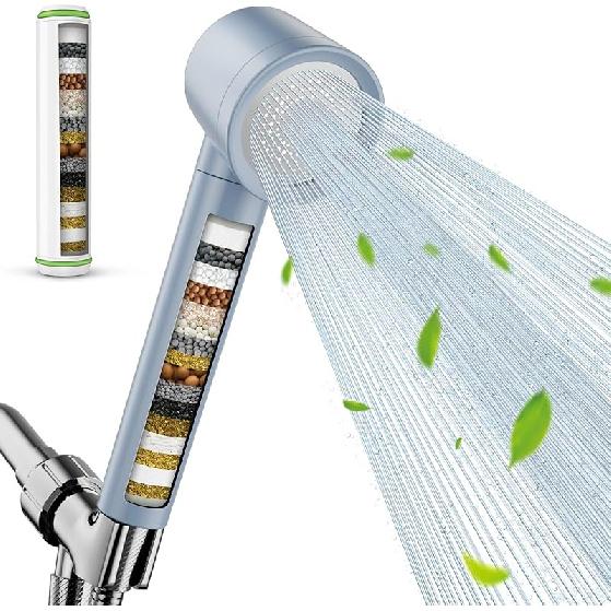 Filtered Shower Head with Handheld, High Pressure Shower Heads with 3 Spray, Showerhead with Filters Hand held for Hard Water, Remove Chlorine