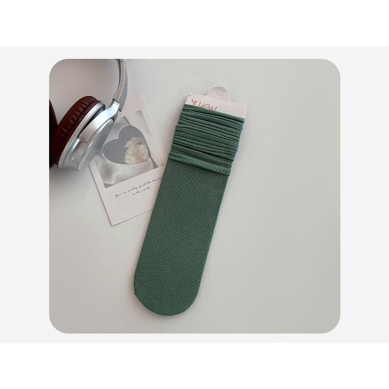 Pure Cotton Women's Summer Thin Pile Socks Solid Color Mid-calf Socks Oxygen Cotton Postpartum Socks Women's Long Socks