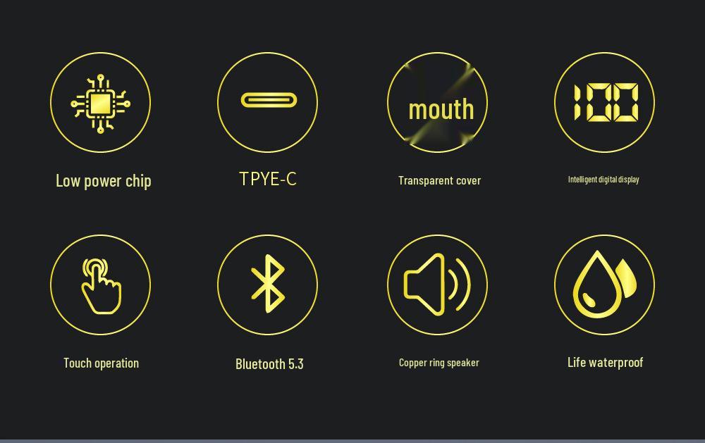 Hi-Fi Stereo Sound Digital Display Ear Hook Sports Wireless Earbuds with Ultra-long Battery Life