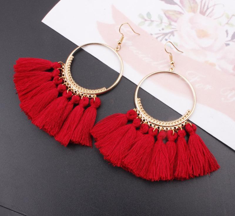 Boho střapcové náušnice - Trendy přehnané módní šperky