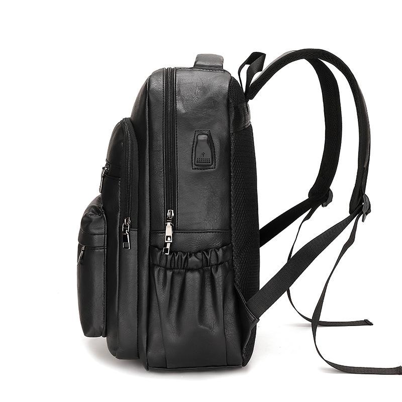TS JYL laptop bag,Vintage Soft Leather Backpack Fashion Business Travel Laptop School Bag