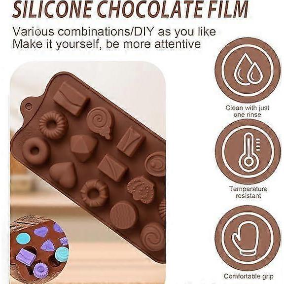 Silicone Chocolate Mold, 15 Non-Stick Cavities, Chocolate Molds, Silicone Candy Mold, Pastry Molds, for Homemade Chocolate, Waffles, Pralines, Candy,