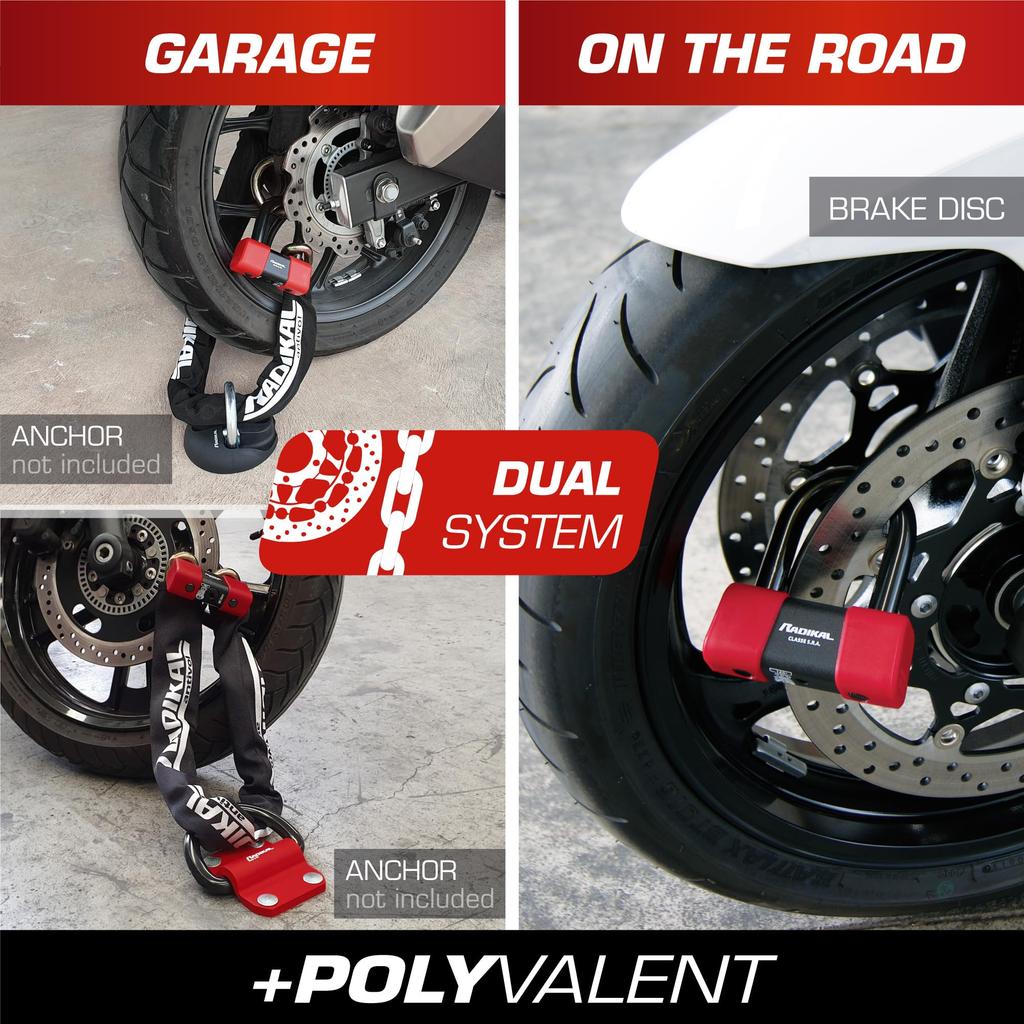 RADIKAL RK48120 Bike Chain Mini U Padlock SRA High Security Approved Anti-Theft ø13.5 + ø18,