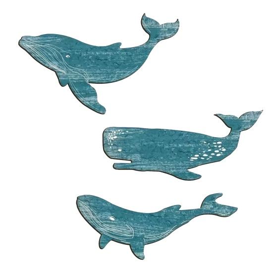 3 Pcs Wooden Whale Wall Art Nautical Whale Wall Decor Rustic Vintage Beach Ocean Wall Hanging Sculpture for Living Room Bathroom Bedroom Lake House