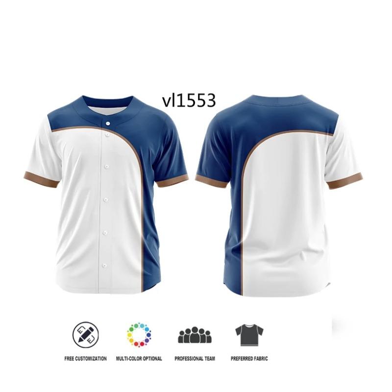 Men Button Sublimation Baseball Jersey Adults Custom Quick Dry Baseball Wear Uniforms Personal T-shirt Breathable Jersey TOP