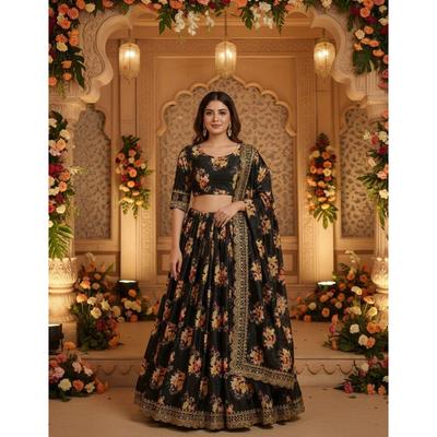 Lehenga Choli Présentant un lehenga en chinon parfaitement mélangé pour la saison des fêtes pour charmer votre look collection 2026