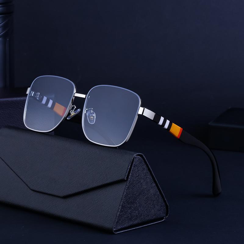 Square Sunglasses Women'S Trendy Striped Glasses Legs Large Frame Sunglasses Men'S Glasses