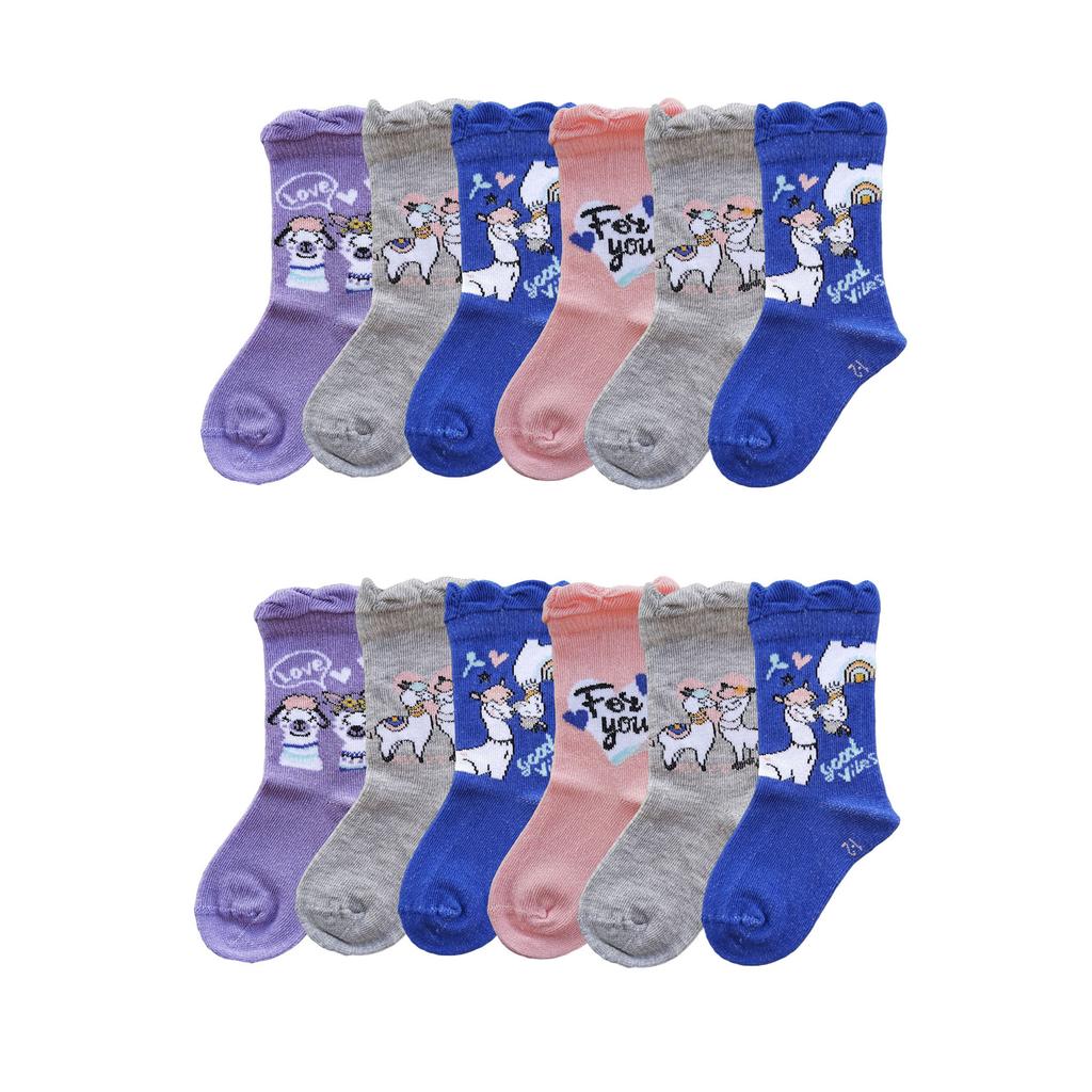 12li Kız Çocuk Çorap Uzun Soket Pamuklu Dikişsiz Renkli Yumuşak