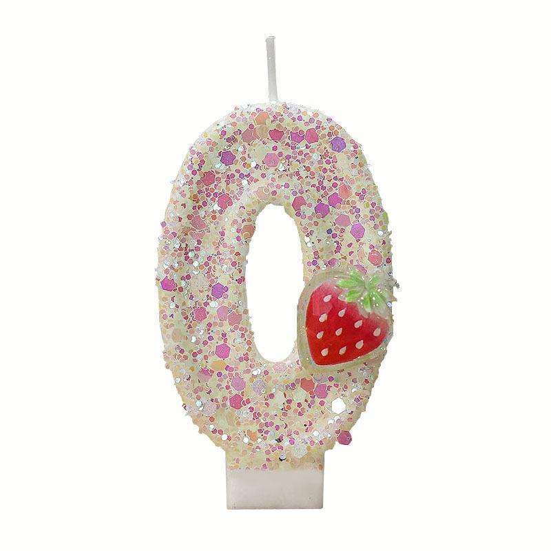 1PC Fluorescent Yellow Strawberry Number Candles 0-9 Age 0-9 Cake Toppers 7.5x4cm