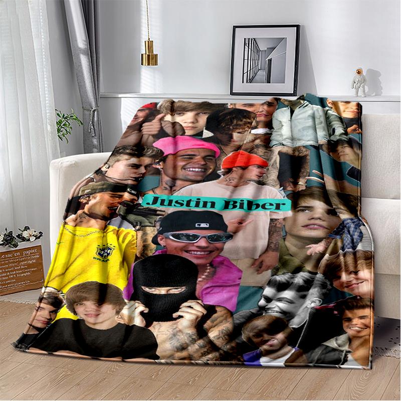 2025 New Style Justin Drew Bieber Singer JB Blanket,Soft Throw Blanket for Home Bedroom Bed Sofa Travel Picnic Cover Kid Gift