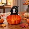 Einzigartige Süßes oder Saures Schüssel Halloween Süßigkeitenschale, 3D-gedruckter Sensenmann Snackhalter Schale, Gruselige Harz Organizer Skelett Servierschale für Zuhause,