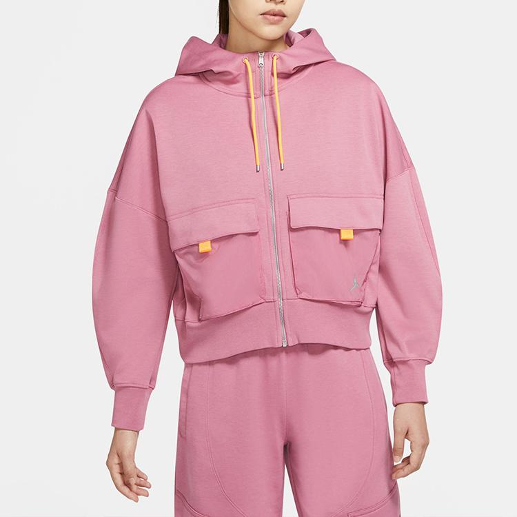 Jordan Full-Zip Hooded Sweatshirt Jacket Women Outerwear Light-Raspberry-Red CU6326-680