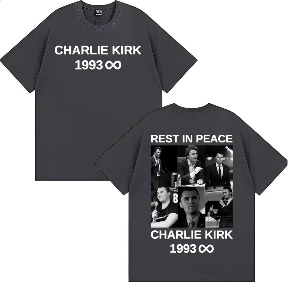 Riposa in Pace Charlie Kirk Magliette Grafiche Uomo Donna Moda Casual 100% Cotone Maglietta Harajuku Classica a Maniche Corte