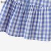 ZANZEA Women Summer Casual V-Neck Plaid Print Short Sleeve Blouse