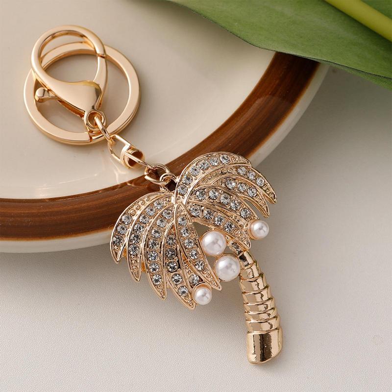 Stylish Coconut Tree Palm Key Chain For Women Men Creative Gold Color Alloy Keyring Ornament Bag Purse Charm Accessories