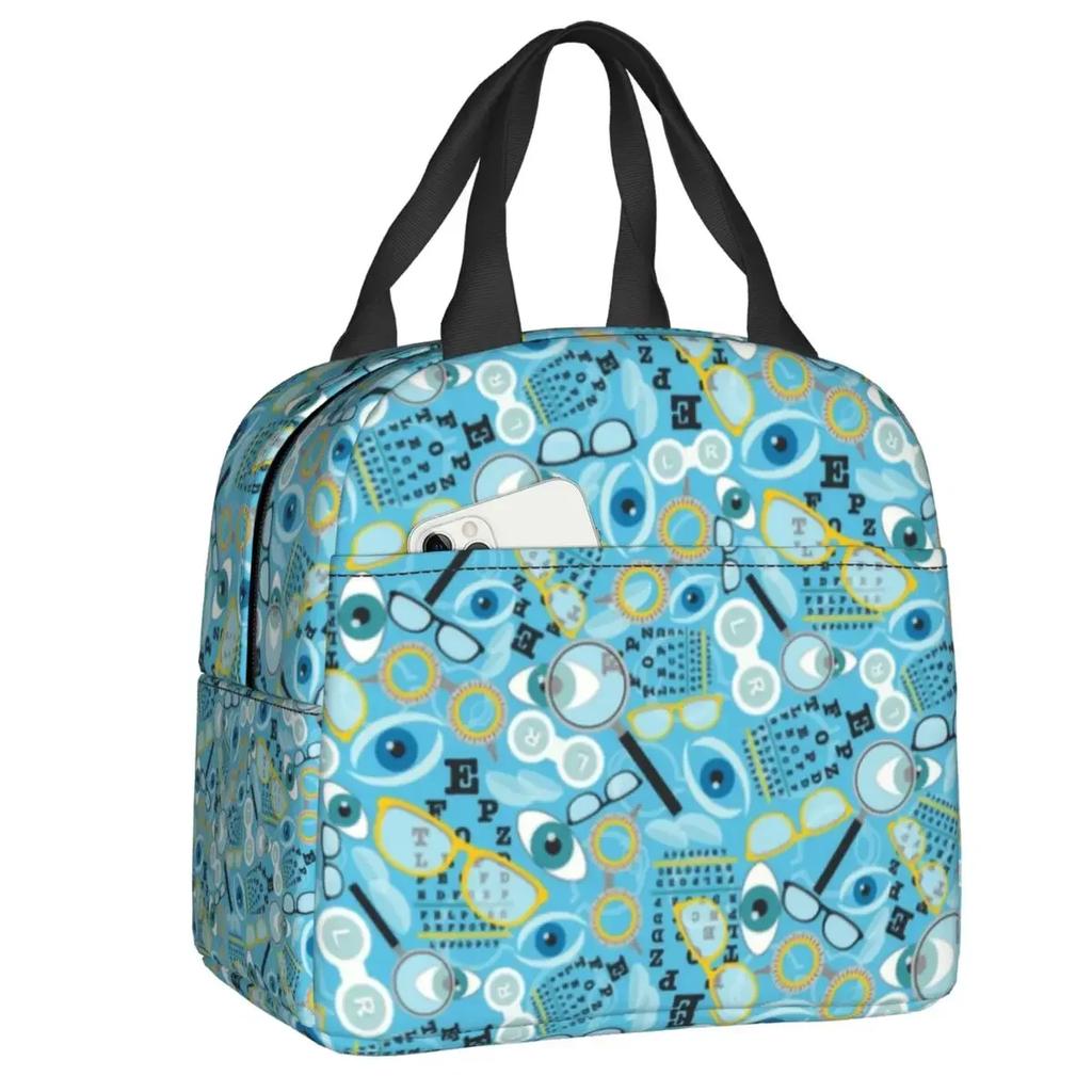 Eye Exam Insulated Lunch Bags for Women Kids Caring for The Eyes Optometrist Optician Portable Thermal Cooler Bento Box School