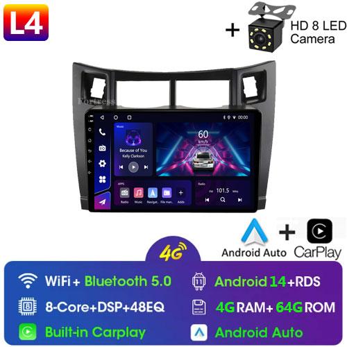 4G+64G Car Multimedia Player for Toyota Yaris 2007 Radio Fascia Car Radio 2005 - 2012 Android GPS Navigator 2 Din carplay stereo
