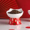 Creative Cartoon Cute Ear Shape Ceramic Drinking Water Eating Food Neck Protection Anti Overturning High Foot Cats Dog Bowl, 1Pc