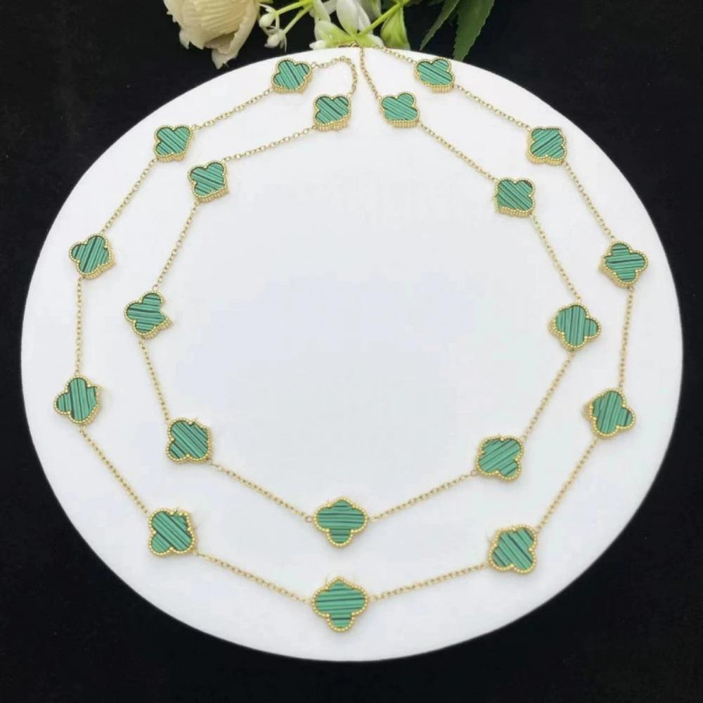 90cm Long 20-flower Classic Four-leaf Clover Necklace for Women 18K Non-fading Necklace Sweater Chain