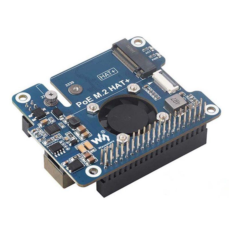 A84X-For Raspberry Pi 5 POE + Pcie To M.2 Nvme SSD Board HAT+ Pi5 2242/2230 Power Over Ethernet Support Nvme M2 Protocol