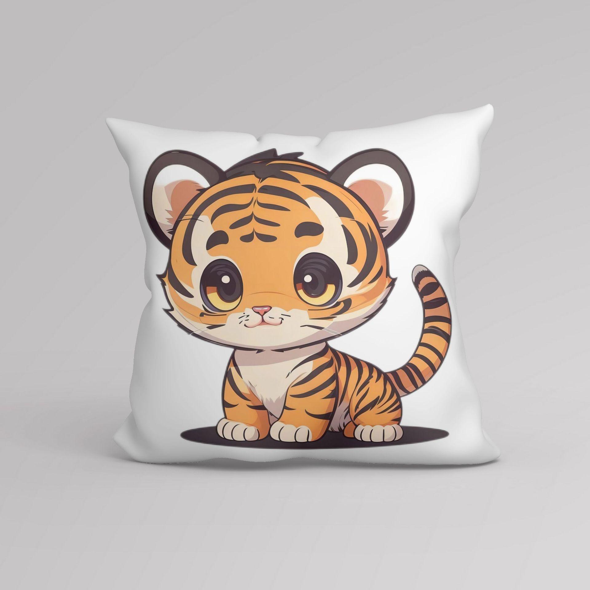 

Модная подушка с изображением животных из мультфильмов для гостиной, дивана, офиса, подушка для сна, тигр, кошка, собака, панда, простая наволочка 40x40cm