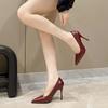New Solid Color Pumps Women High Heel Shoes Female Fashion Patent Leather Sexy Pointed Toe Thin Heel Wedding Shoes