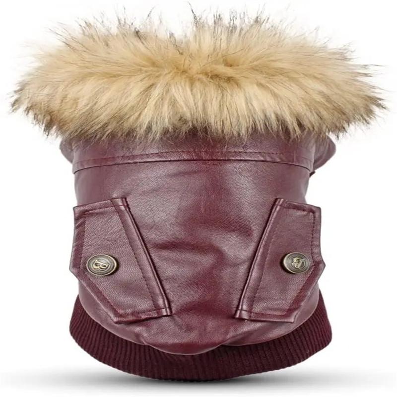 

Кожаные пальто для собак, водонепроницаемое зимнее пальто для собак, куртки для щенков для маленьких и средних собак, одежда для домашних животных, зимняя одежда для собак S красный