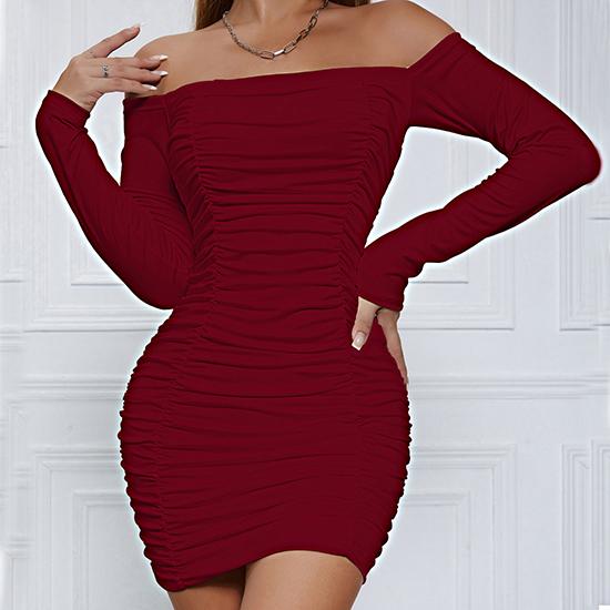 Rochie elegantă de primăvară/toamnă pentru femei, cu un singur umăr, mânecă lungă, mulată pe corp, sexy, stil european/asiatic, wrap