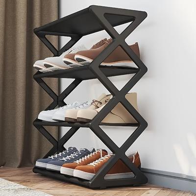 1 peça de sapateira atualizada, organizador de sapatos, sapateira de 4 camadas, sapateira resistente e durável para armário, garagem e corredor, sapateira empilhável