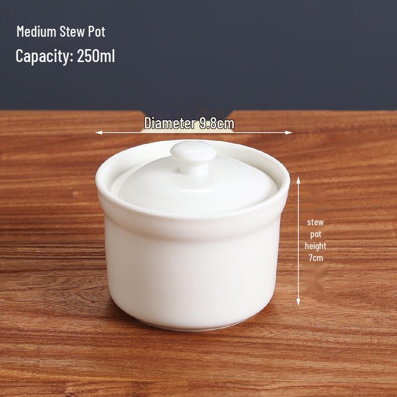 Zhaoran 4-inch Pure White Ceramic Double Boiler Stew Pot