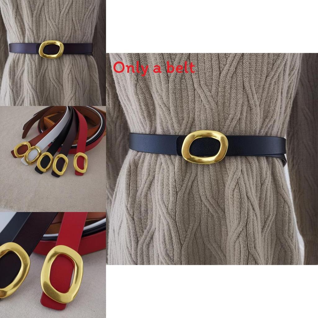 Leather Wide Belt For Women With Metal Snap Buckle For Casual Wear