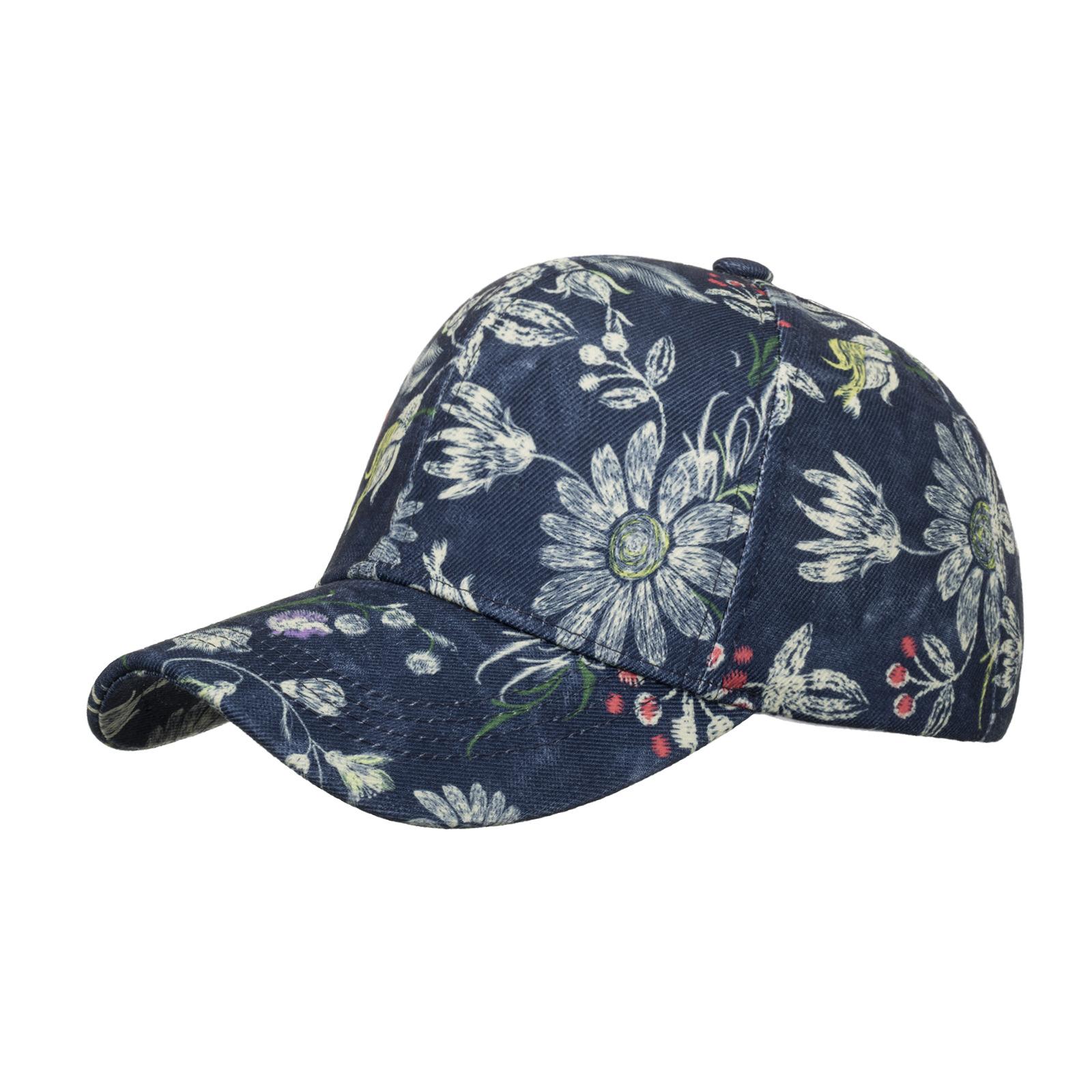 

Бейсболка с цветочным принтом на весну и осень, солнцезащитная кепка для отдыха на природе, повседневная модная кепка темно-синий